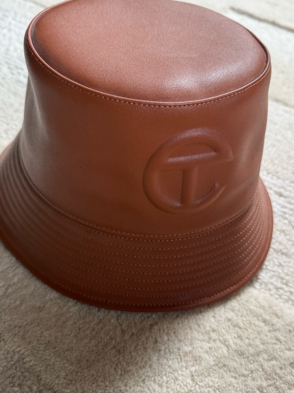 Telfar Brown Leather Bucket Hat